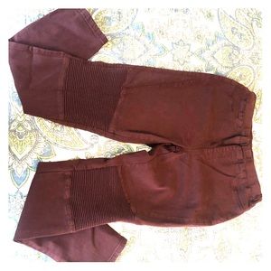 Maroon moto pants